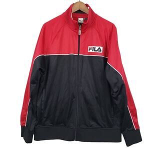 Fila Team Italia Full Zip Jacket Long Sleeve Sport Red Black Track Windbreak - L